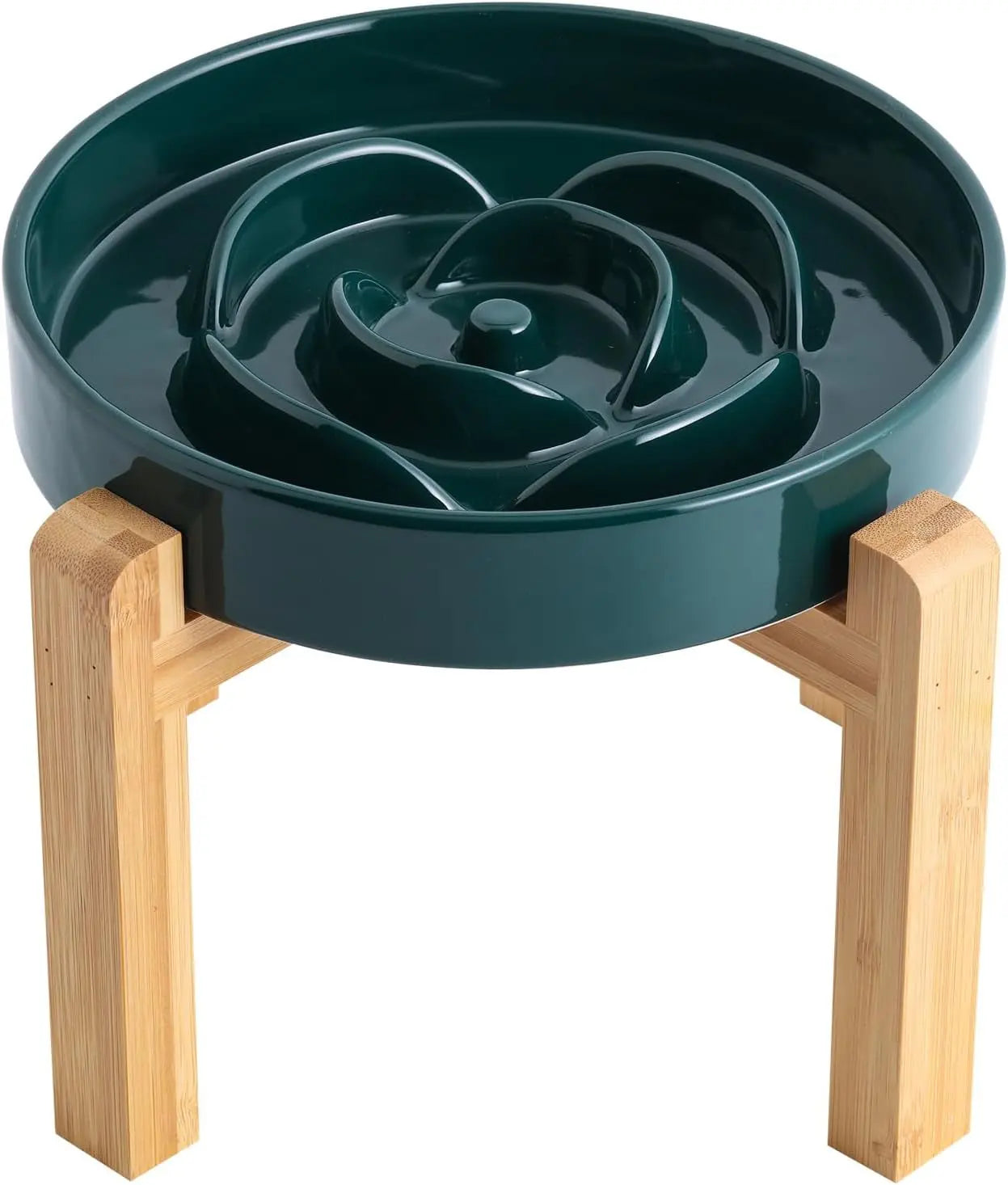 Elevated Ceramic Slow Feeder Dog Bowl (8.6in, Weighted)