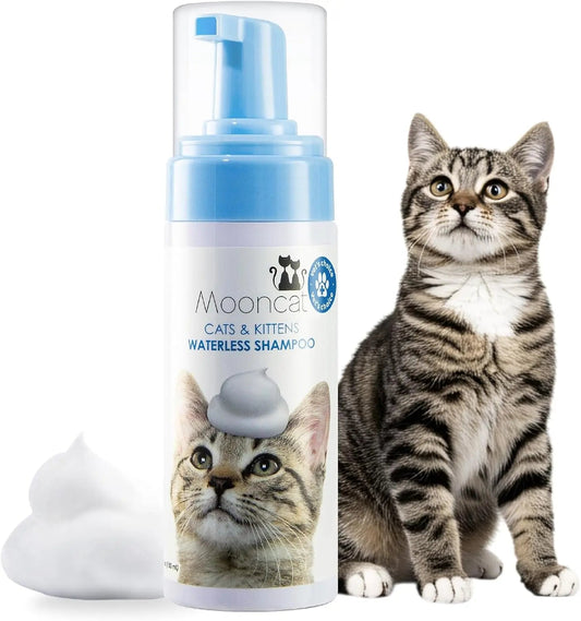 Waterless Cat Shampoo & Brush Kit — No-Rinse Foam for Bath-Free Grooming
