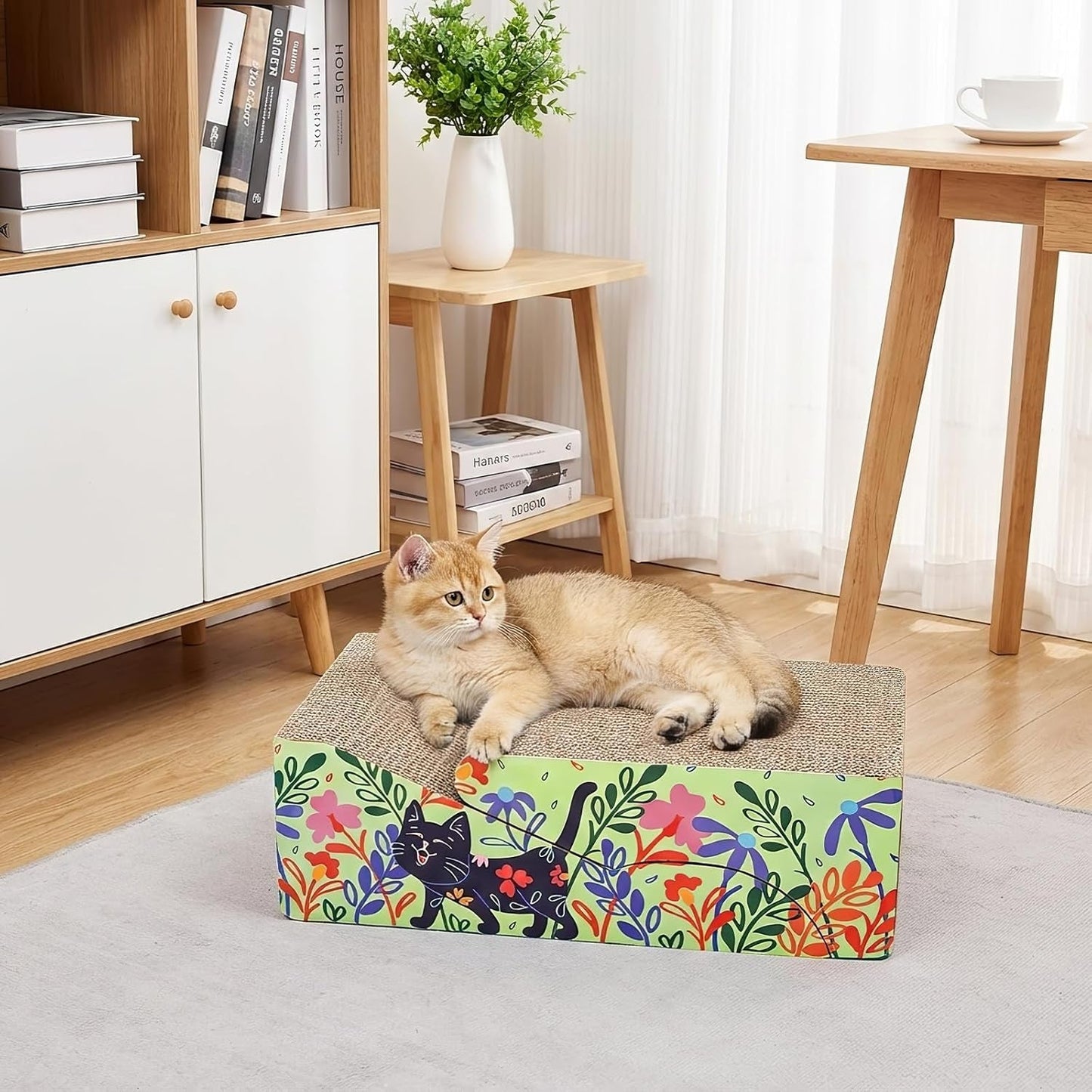ClawNook 2-in-1 Cat Scratcher Lounge — Reversible Cardboard with Toys
