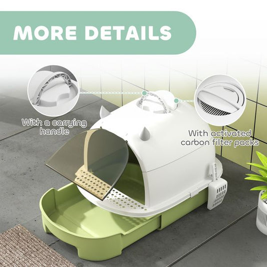 PurrPrivacy Enclosed Cat Litter Cabinet - Hidden Litter Box with Odor Control