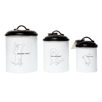 Country Living Set of 3 Pet Treat Storage Canisters – Black & White - Apollo's Corner