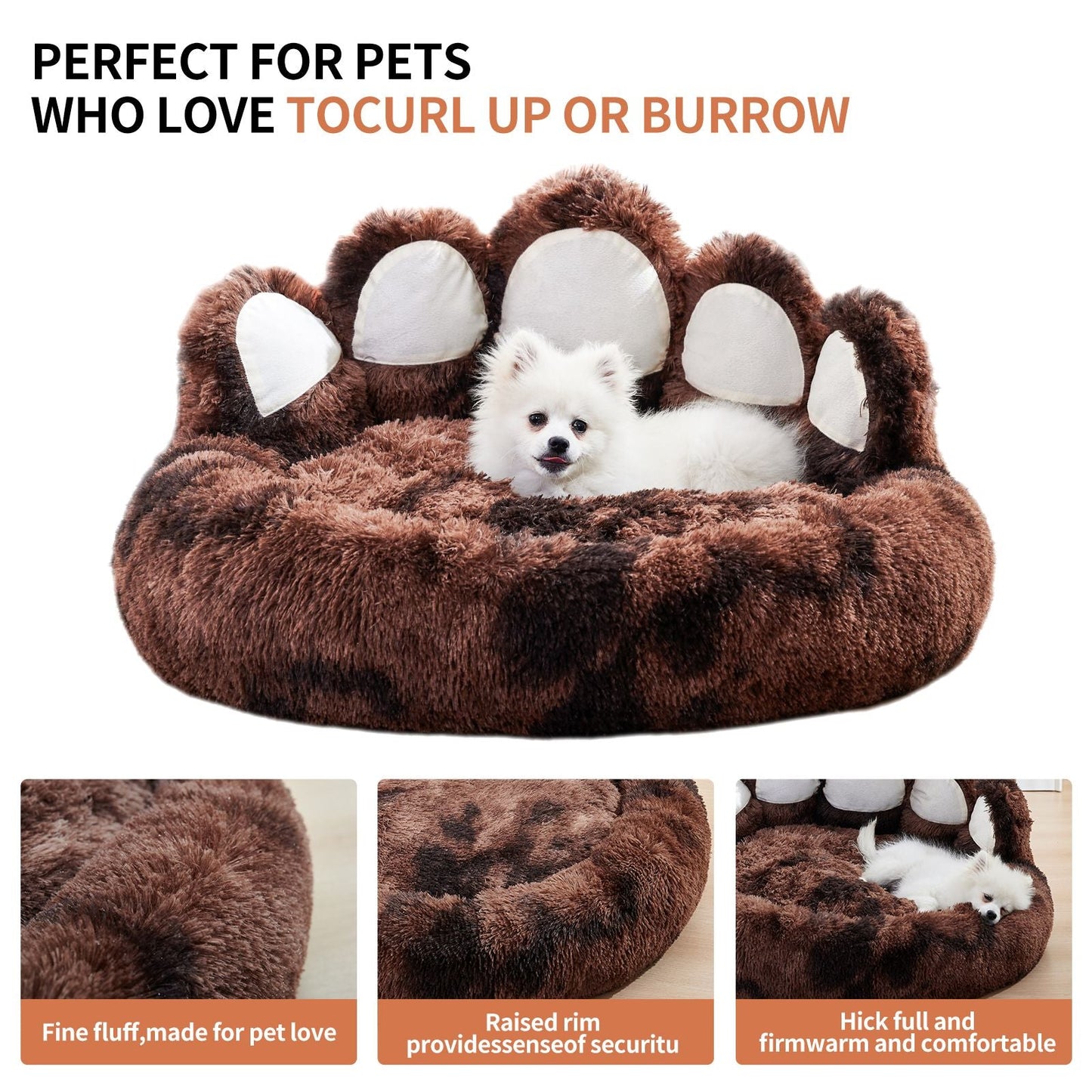 Cute Dog Bed Bear Paw Shape Pet Bed - Dog Beds & Furniture for Small and Medium Dogs, Cat Beds for Indoor Cats - Apollo's Corner