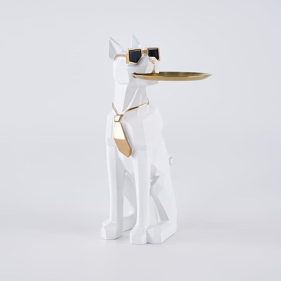Dog Sculpture Resin Side Table with Tray Top & Tissue Box - Apollo's Corner