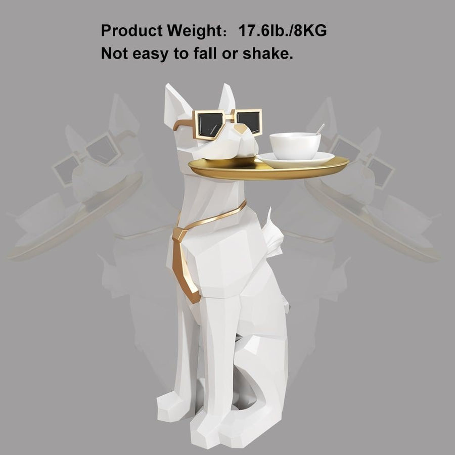 Dog Sculpture Resin Side Table with Tray Top & Tissue Box - Apollo's Corner