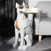 Dog Sculpture Resin Side Table with Tray Top & Tissue Box - Apollo's Corner