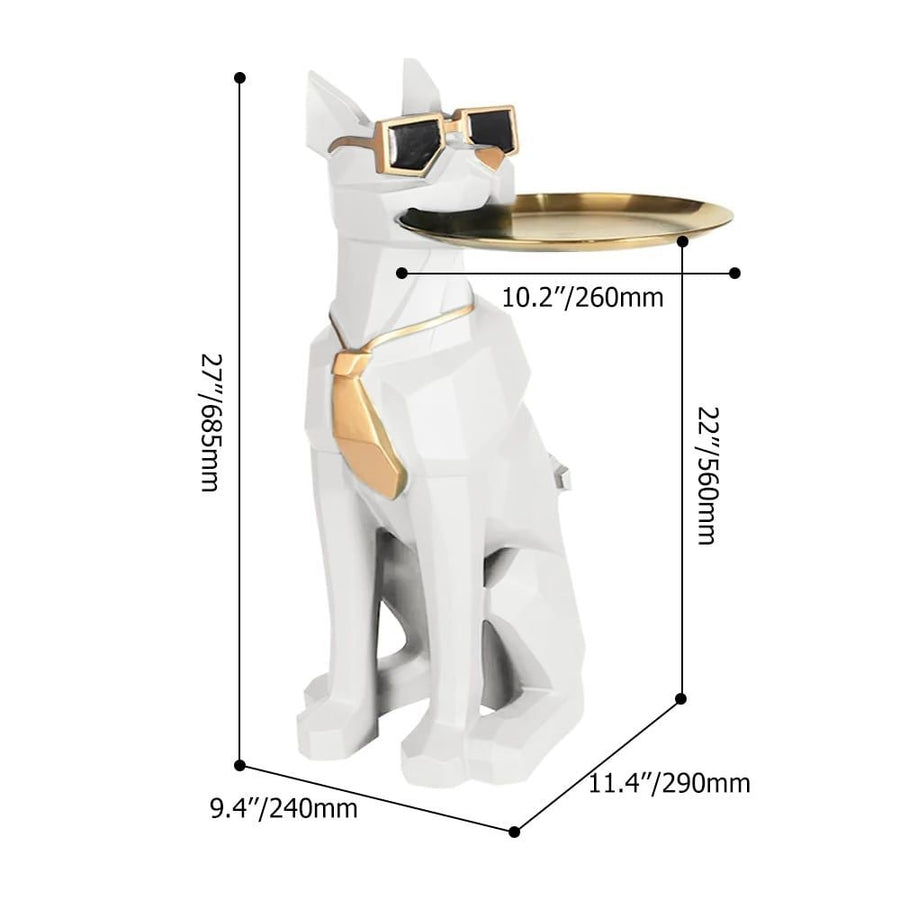 Dog Sculpture Resin Side Table with Tray Top & Tissue Box - Apollo's Corner