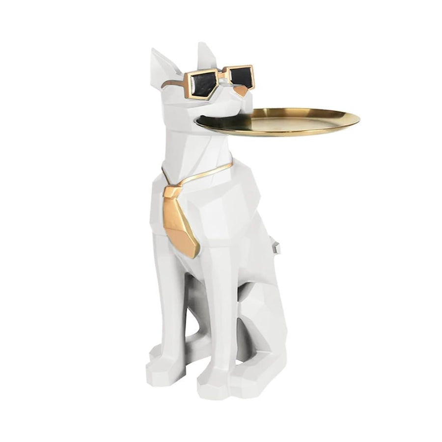 Dog Sculpture Resin Side Table with Tray Top & Tissue Box - Apollo's Corner