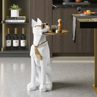 Dog Sculpture Resin Side Table with Tray Top & Tissue Box - Apollo's Corner