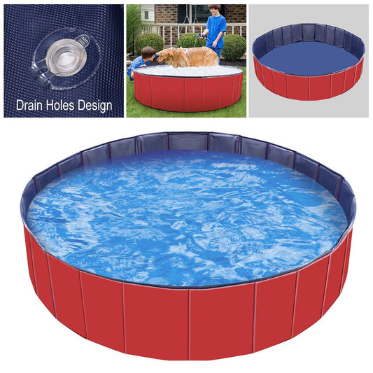 Fold-N-Fun Foldable PVC Pet and Kids Swimming Pool - No Inflation Needed Summer Pool for Dogs