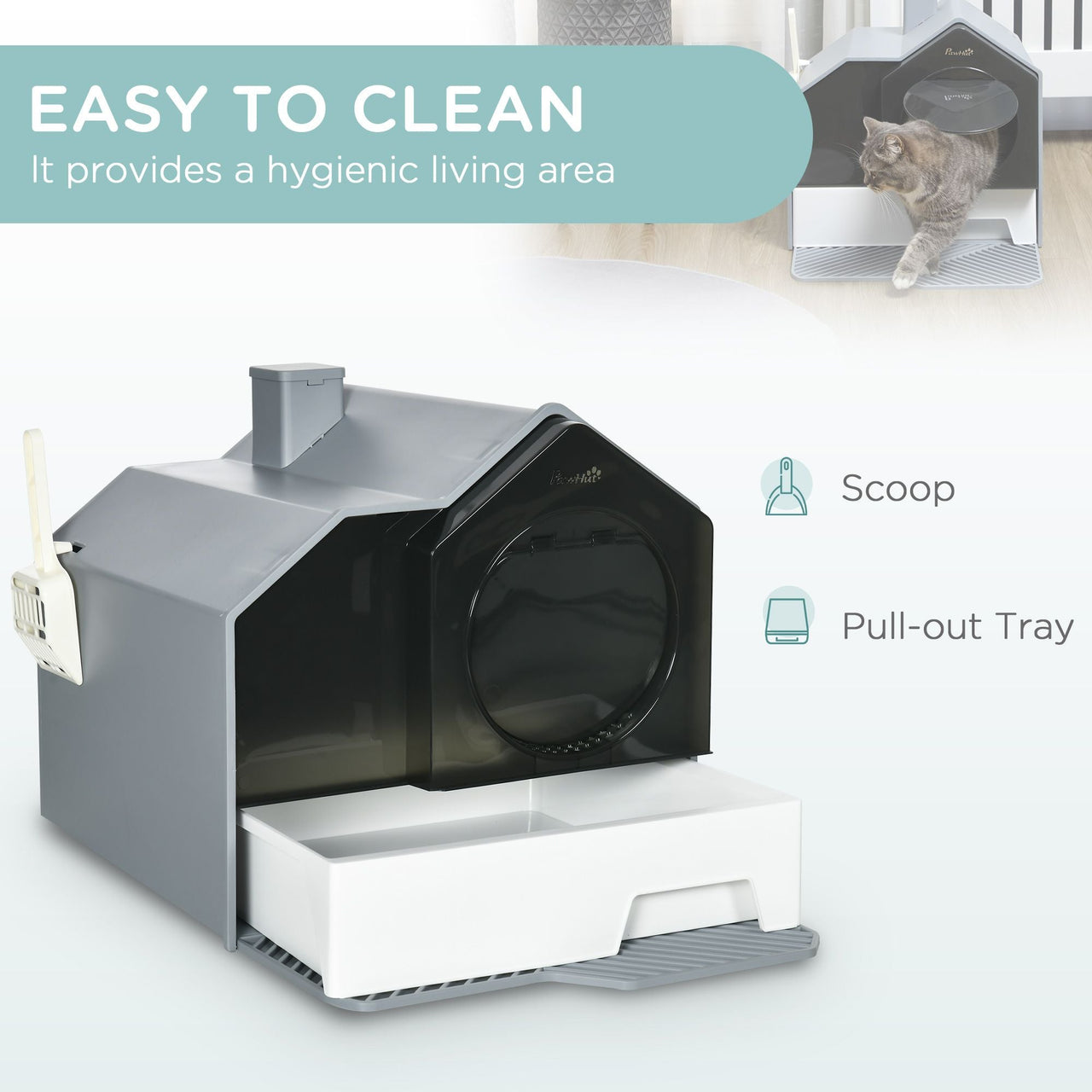 Gray Sanctuary Hooded Litter Pan - Apollo's Corner