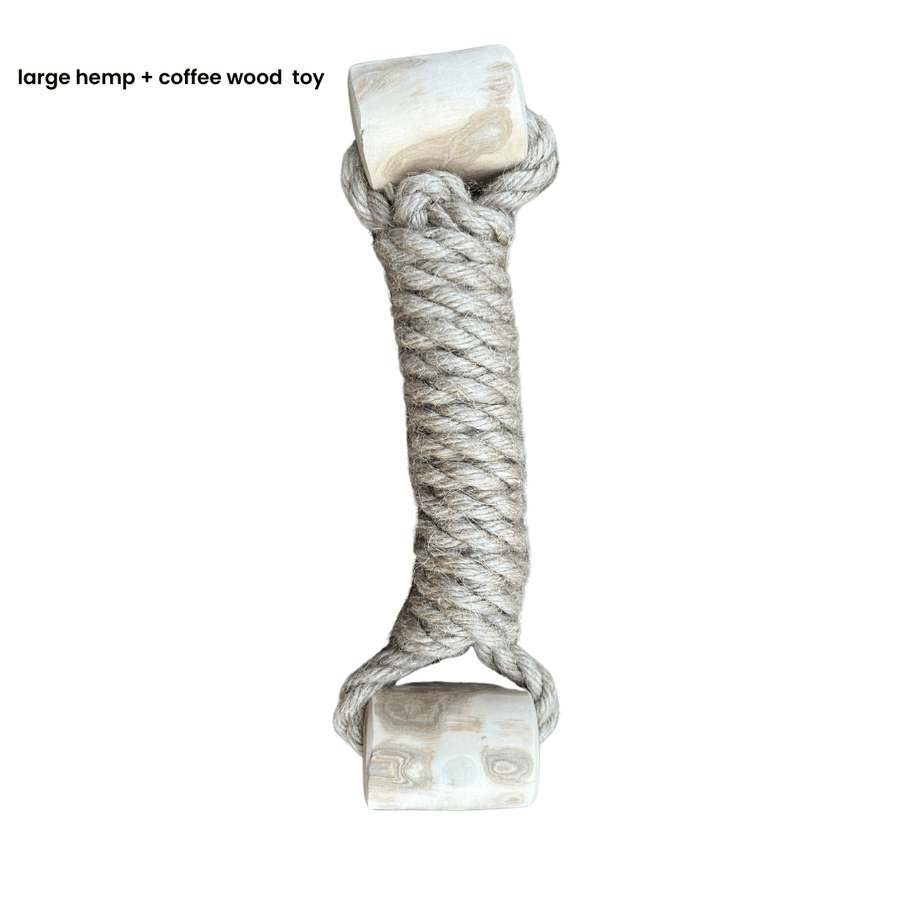 hemp rope + coffee wood toy - Apollo's Corner