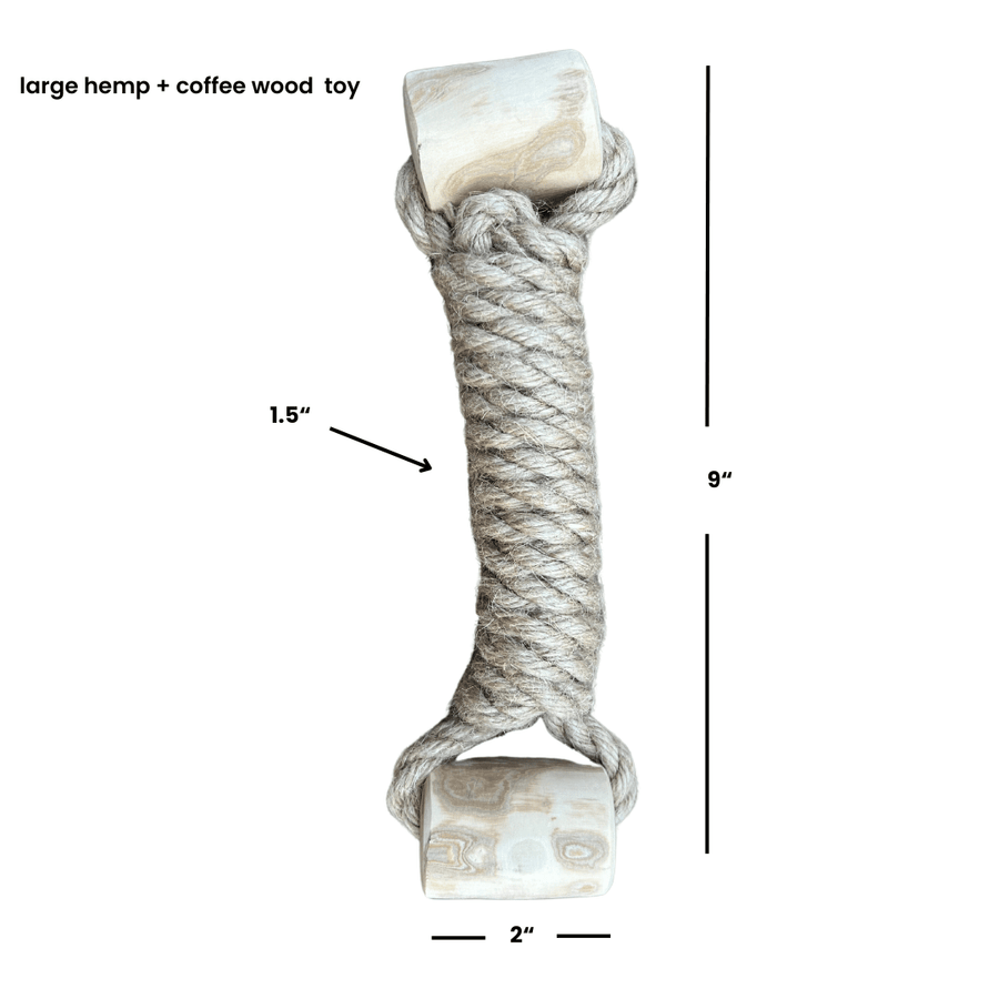 hemp rope + coffee wood toy - Apollo's Corner