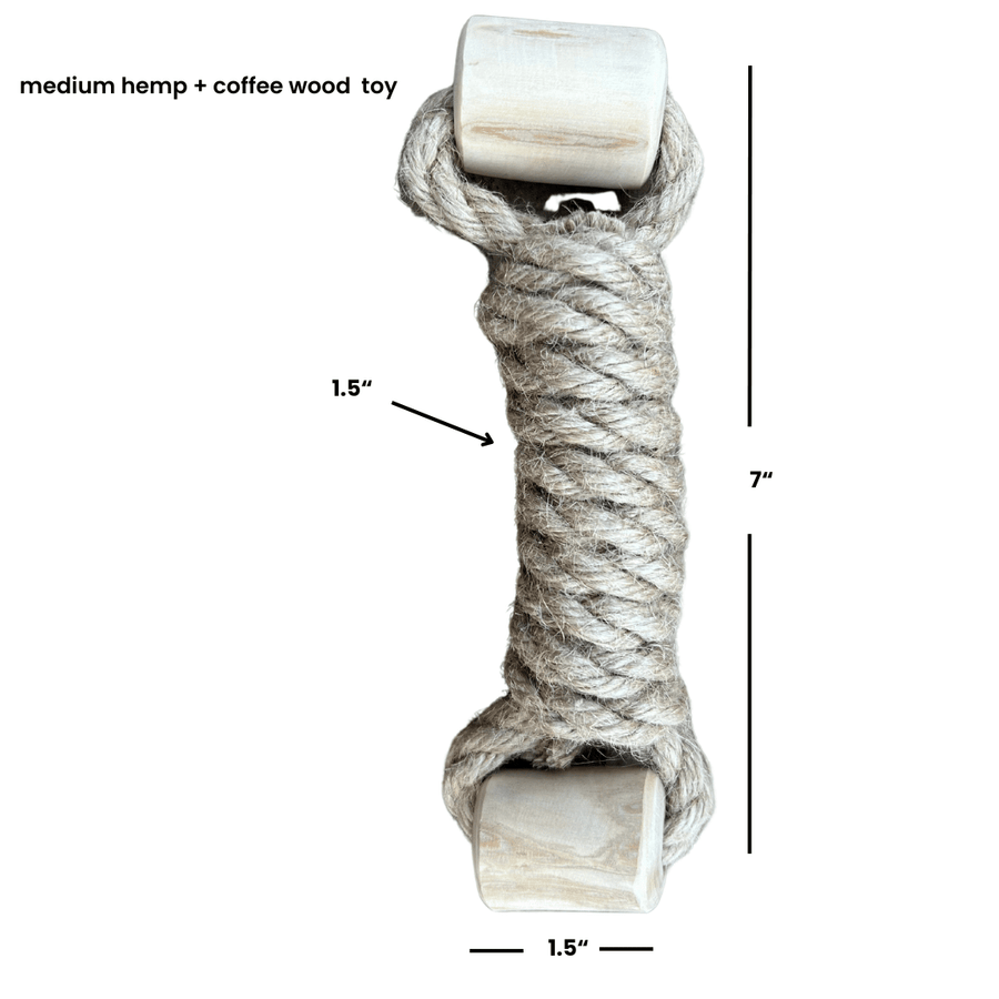 hemp rope + coffee wood toy - Apollo's Corner