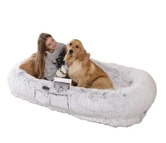 Human Dog Bed, 71''x40''x12'' Size Fits You and Pets, Washable Faux Fur Dog Bed for People Doze Off, Napping Orthopedic Dog Bed (GREY) Xmas Christmas Gift - Apollo's Corner