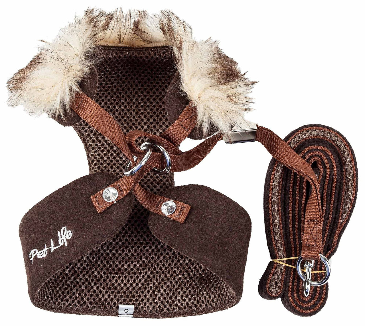 Pet Life Luxe 'Furracious' 2 - In - 1 Mesh Reversed Adjustable Dog Harness - Leash W/ Removable Fur Collar - Apollo's Corner