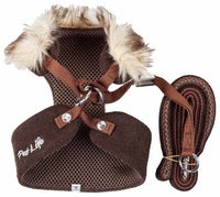 Pet Life Luxe 'Furracious' 2 - In - 1 Mesh Reversed Adjustable Dog Harness - Leash W/ Removable Fur Collar - Apollo's Corner