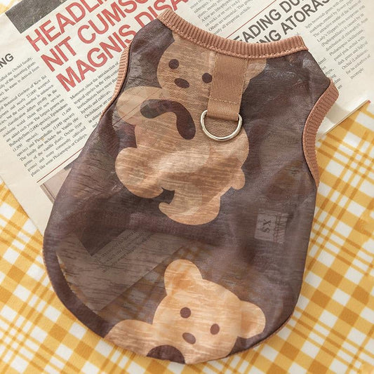 PlushPaws Bear Mesh Dog Vest Harness in Lomi Brown - Breathable Summer Dog Vest for Small to Large Breeds
