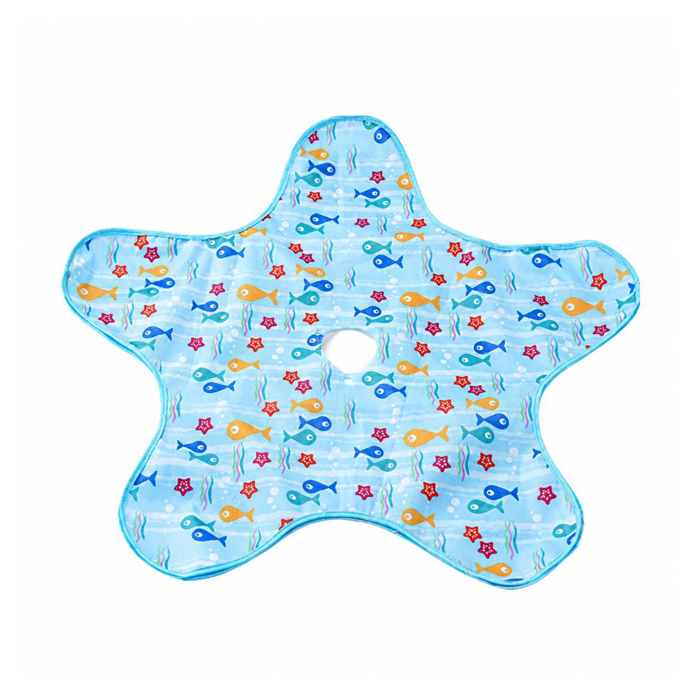 Hide-and-seek feather mat in blue with feather wand