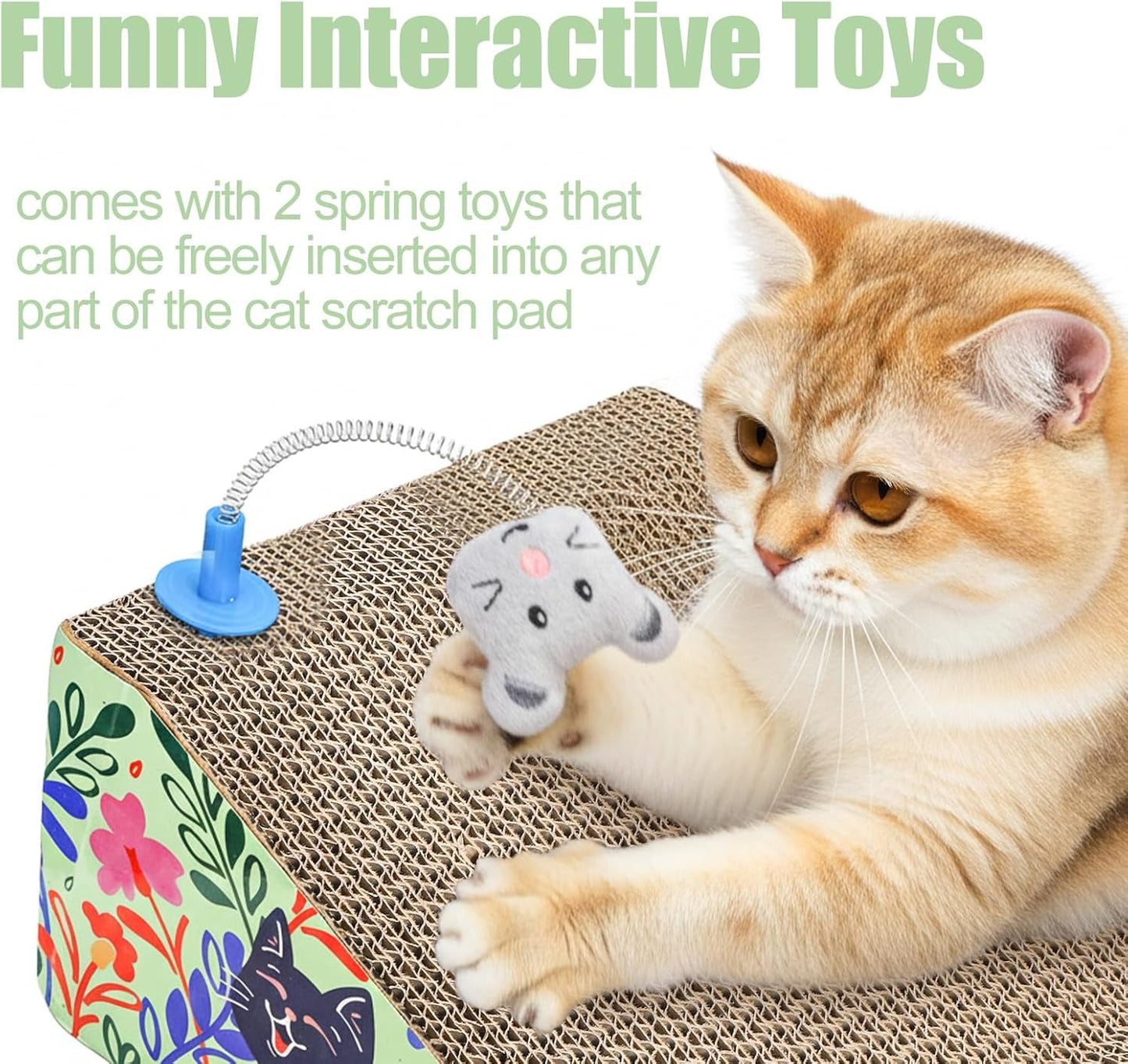 ClawNook 2-in-1 Cat Scratcher Lounge — Reversible Cardboard with Toys