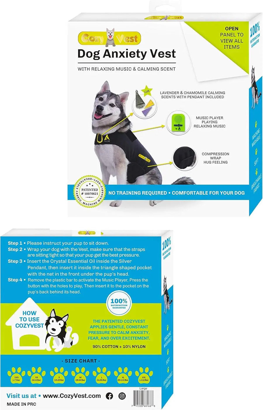 CalmCloak 3-in-1 Dog Anxiety Vest — Music & Aromatherapy (XXS–XXL)