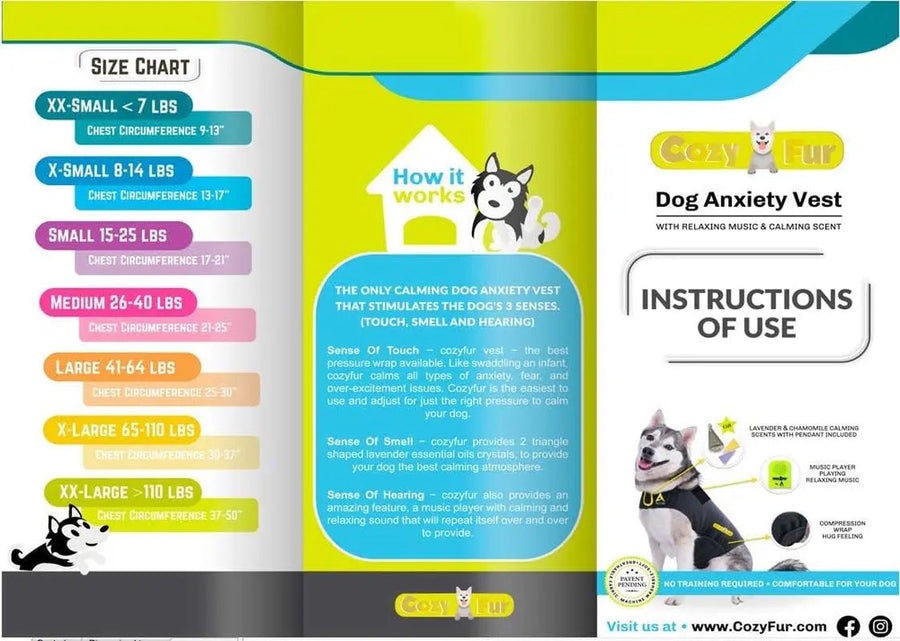 CalmCloak 3-in-1 Dog Anxiety Vest — Music & Aromatherapy (XXS–XXL)