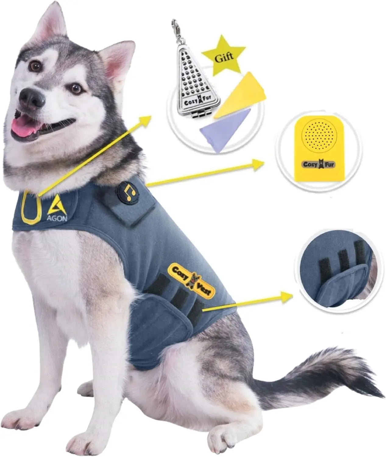 CalmCloak 3-in-1 Dog Anxiety Vest — Music & Aromatherapy (XXS–XXL)