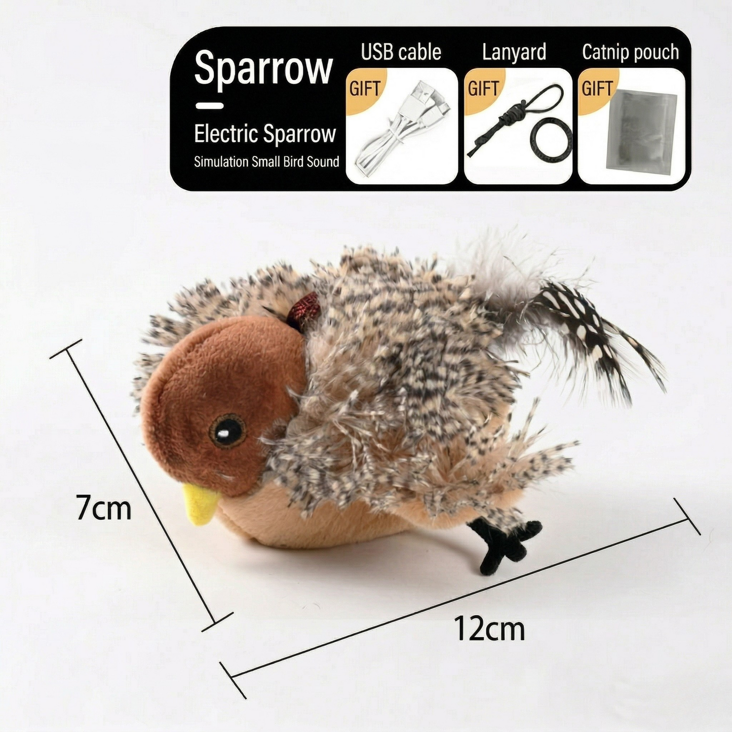 Flutter Sparrow Interactive Cat Toy — Flapping Wings & Chirp