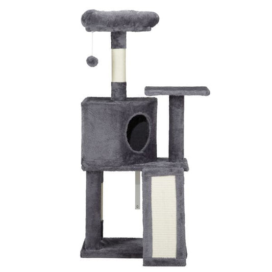 47" Cat Tree Tower for Indoor Cats, House with Bed, Toy Ball, Condo, Scratch Board, and Sisal Posts - Dark Grey - Apollo's Corner