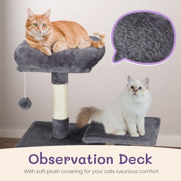 47" Cat Tree Tower for Indoor Cats, House with Bed, Toy Ball, Condo, Scratch Board, and Sisal Posts - Dark Grey - Apollo's Corner