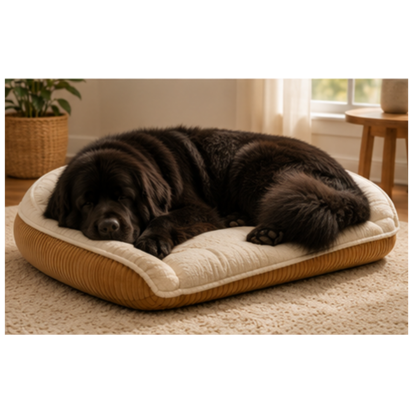 HuggleHounds Scout Bolster Dog Bed — Raised-Edge Support for Anxious & Senior Dogs