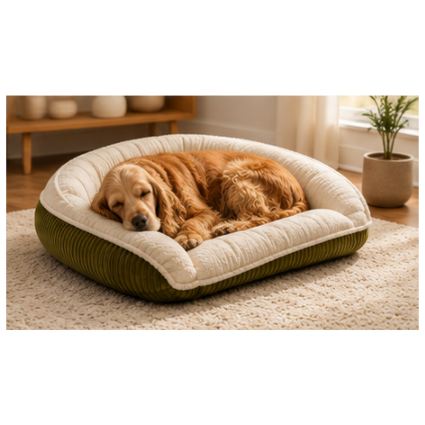 HuggleHounds Scout Bolster Dog Bed — Raised-Edge Support for Anxious & Senior Dogs