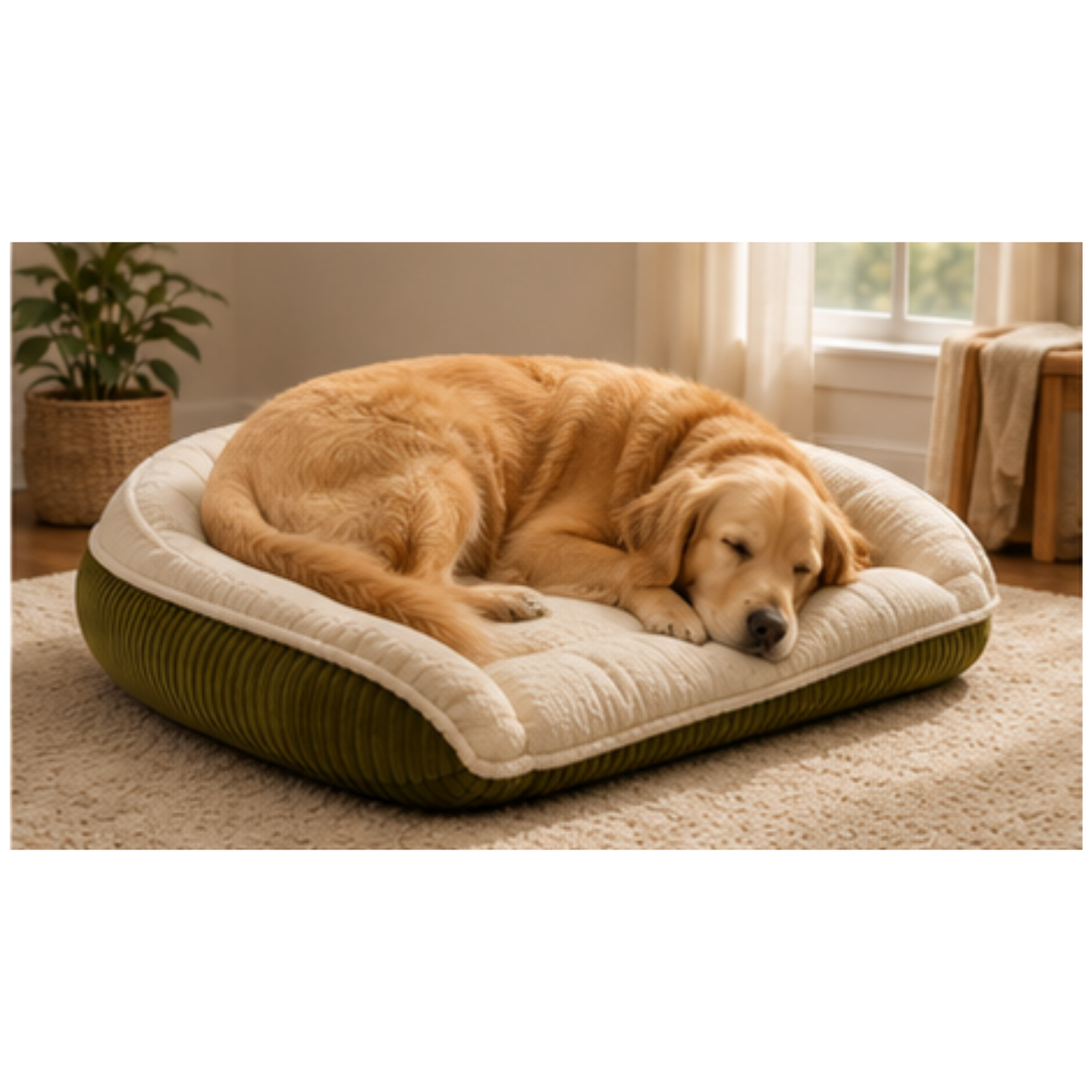 HuggleHounds Scout Bolster Dog Bed — Raised-Edge Support for Anxious & Senior Dogs