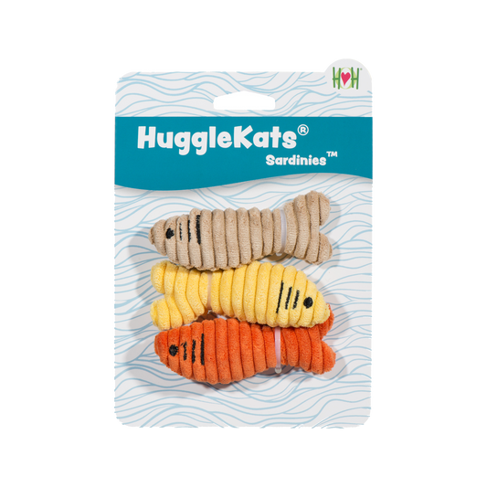 HuggleKats Sardinies crinkle catnip fish cat toys, 3 pack