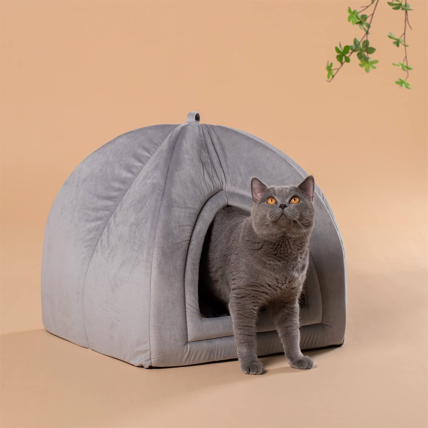 CalmCave Hooded Cat Bed — Cozy Anxiety Den for Cats & Small Dogs