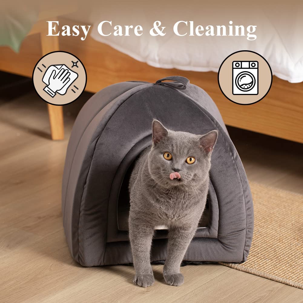 CalmCave Hooded Cat Bed — Cozy Anxiety Den for Cats & Small Dogs