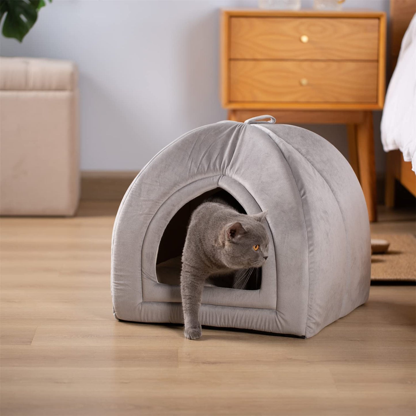 CalmCave Hooded Cat Bed — Cozy Anxiety Den for Cats & Small Dogs