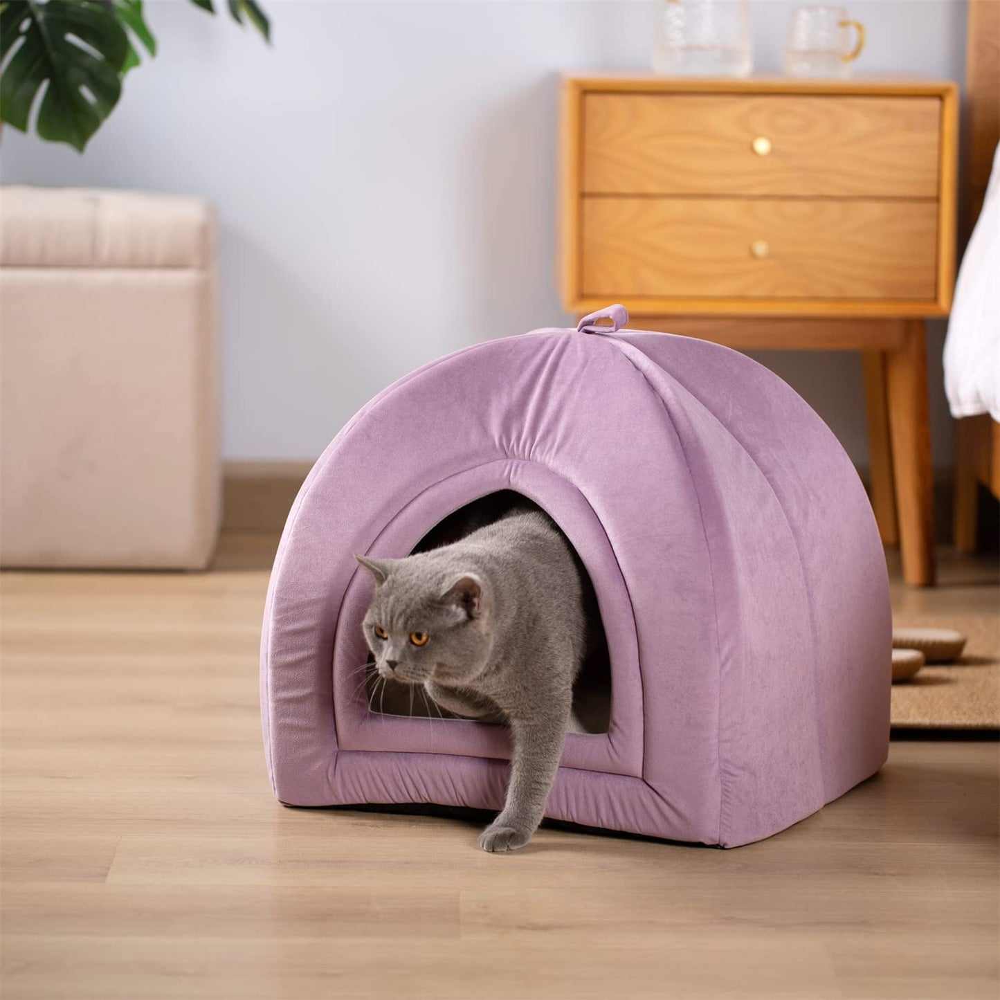 CalmCave Hooded Cat Bed — Cozy Anxiety Den for Cats & Small Dogs