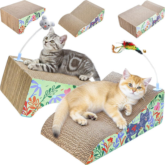 ClawNook 2-in-1 Cat Scratcher Lounge — Reversible Cardboard with Toys