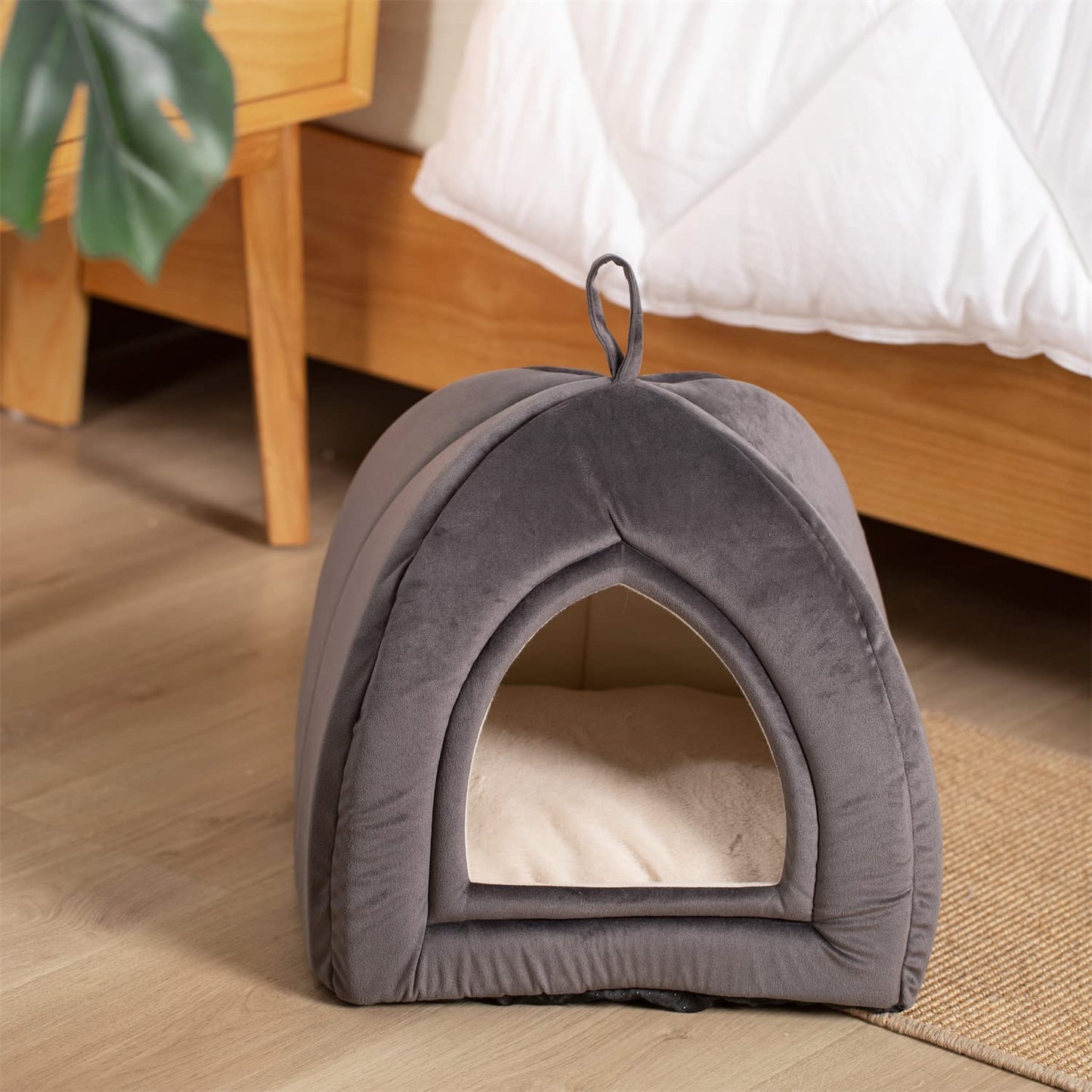 CalmCave Hooded Cat Bed — Cozy Anxiety Den for Cats & Small Dogs