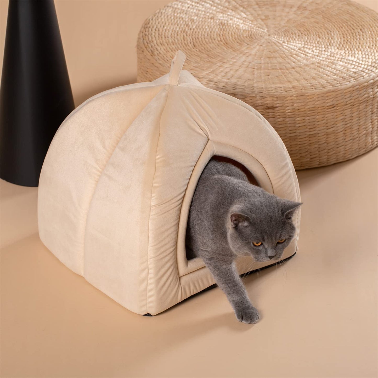 CalmCave Hooded Cat Bed — Cozy Anxiety Den for Cats & Small Dogs