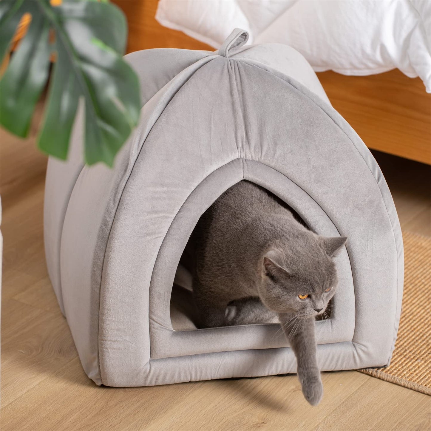 CalmCave Hooded Cat Bed — Cozy Anxiety Den for Cats & Small Dogs