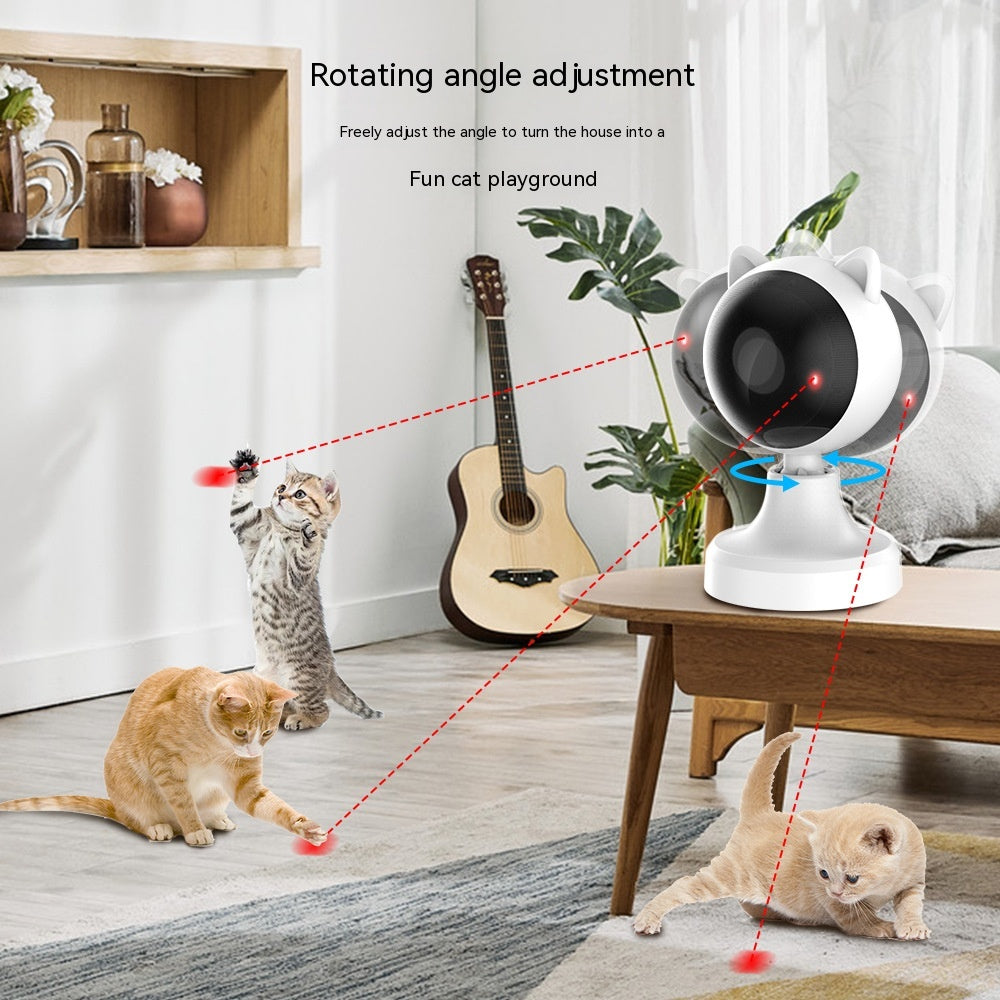 Automatic laser cat toy on a shelf