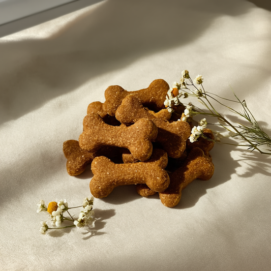 Apollo's Corner CalmBites calming chews on cream linen with chamomile