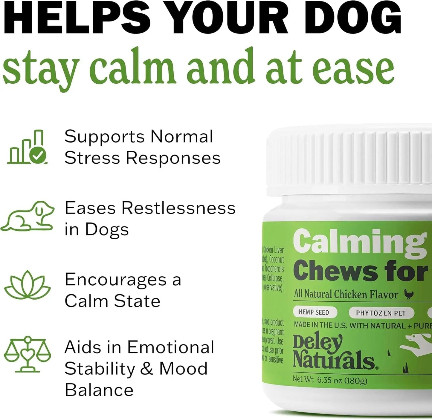 Deley Naturals Calming Chews for Dogs — 60 Soft Chews