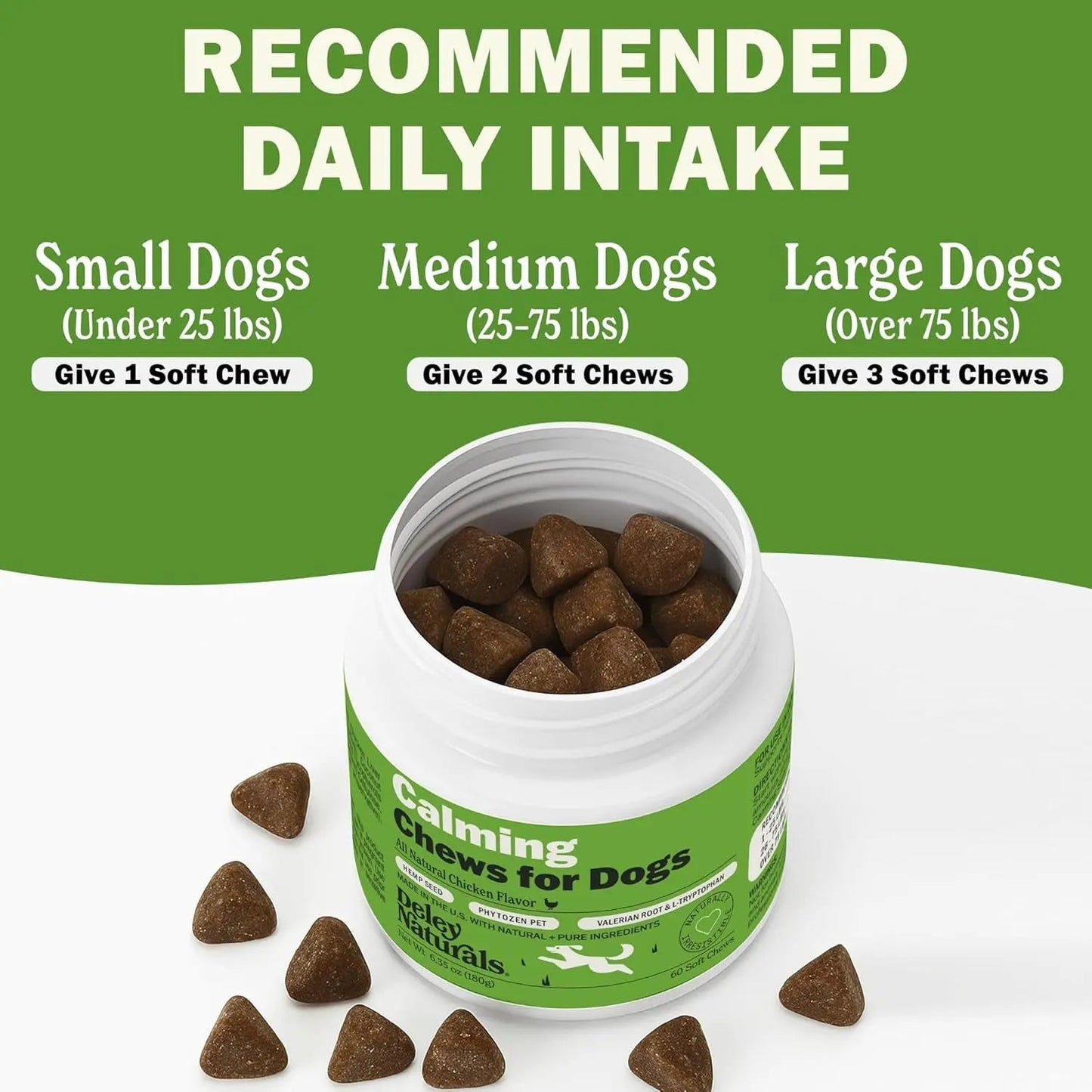Deley Naturals Calming Chews for Dogs — 60 Soft Chews
