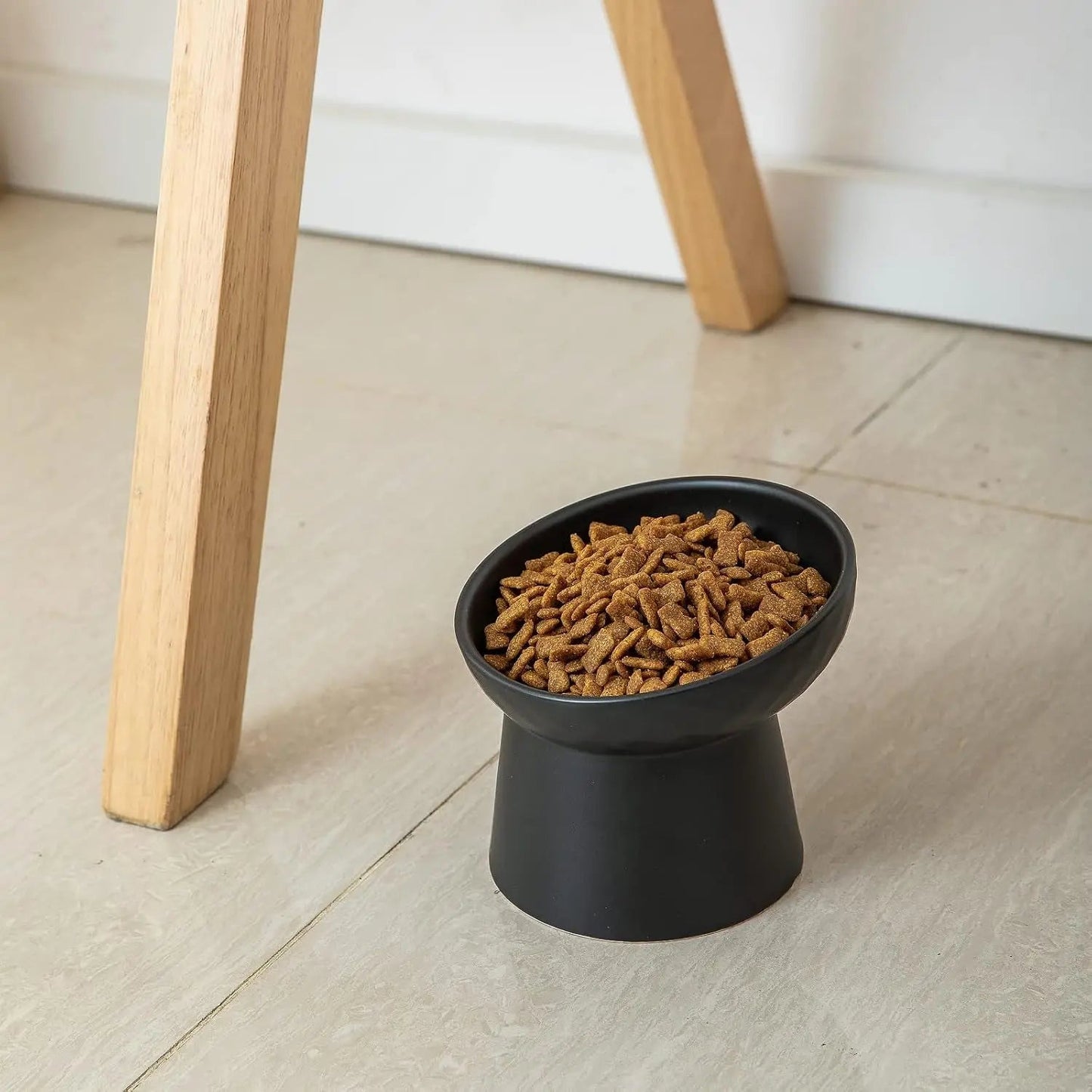 Raised Tilted Ceramic Cat Bowls (Set of 2) — Whisker-Friendly Feeder
