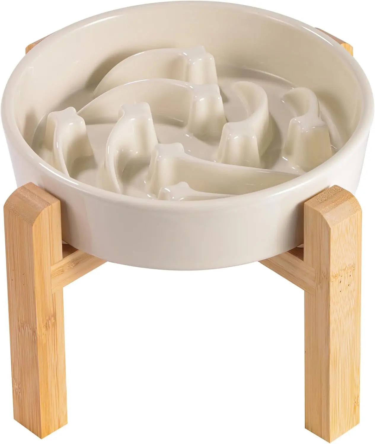 Elevated Ceramic Slow Feeder Dog Bowl (8.6in, Weighted)