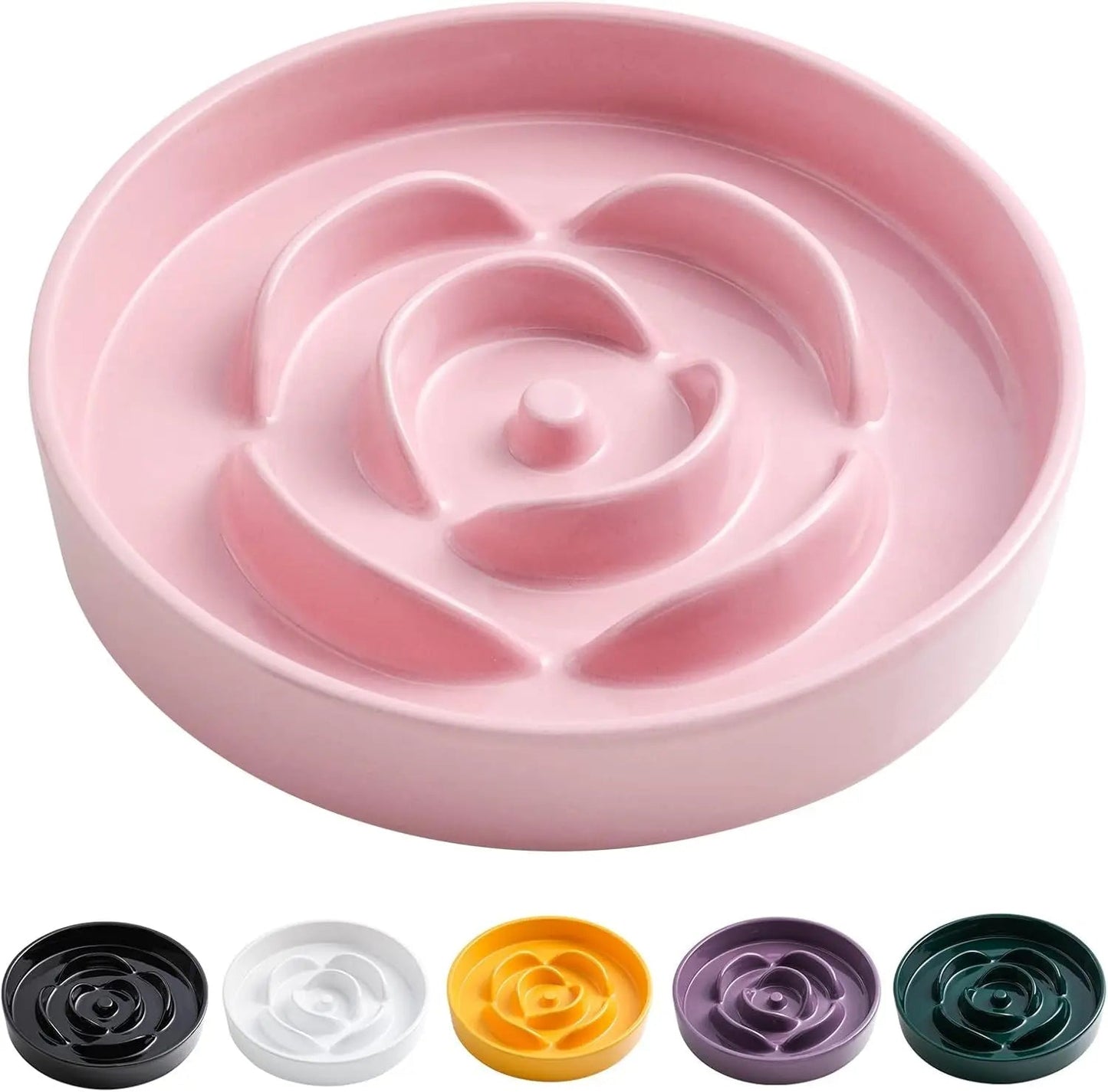 Elevated Ceramic Slow Feeder Dog Bowl (8.6in, Weighted)