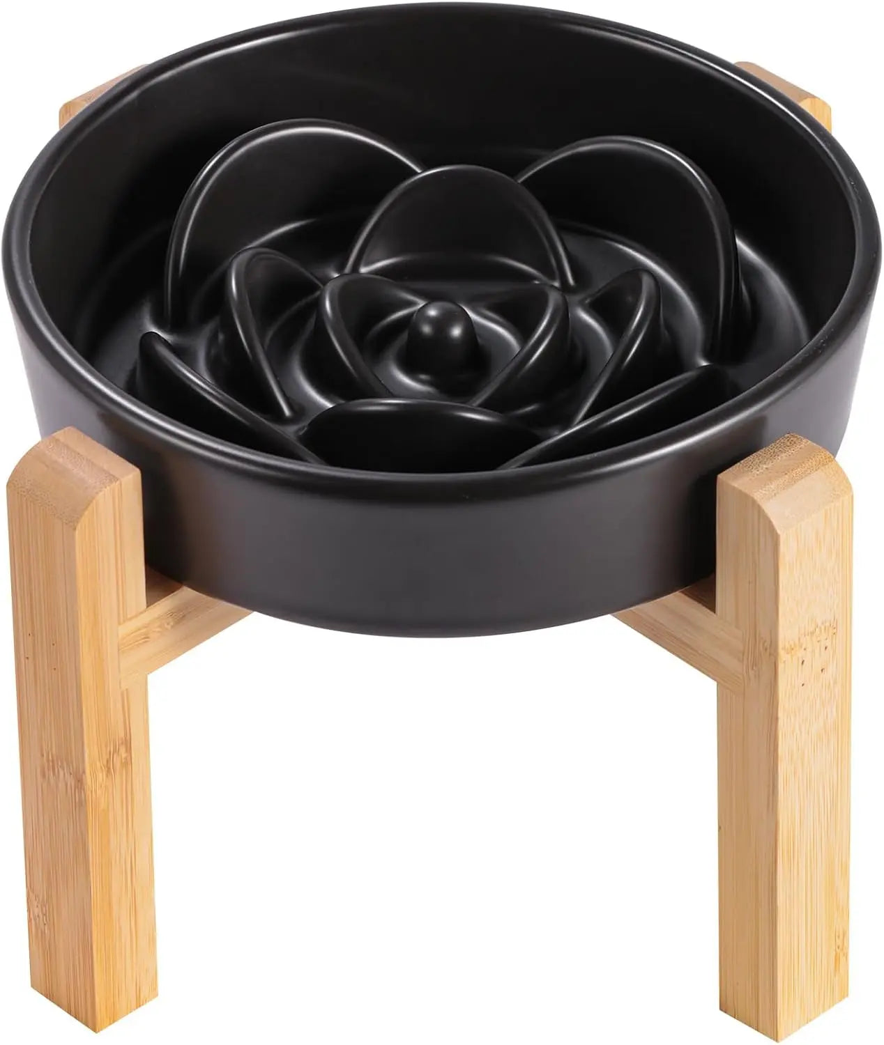 Elevated Ceramic Slow Feeder Dog Bowl (8.6in, Weighted)