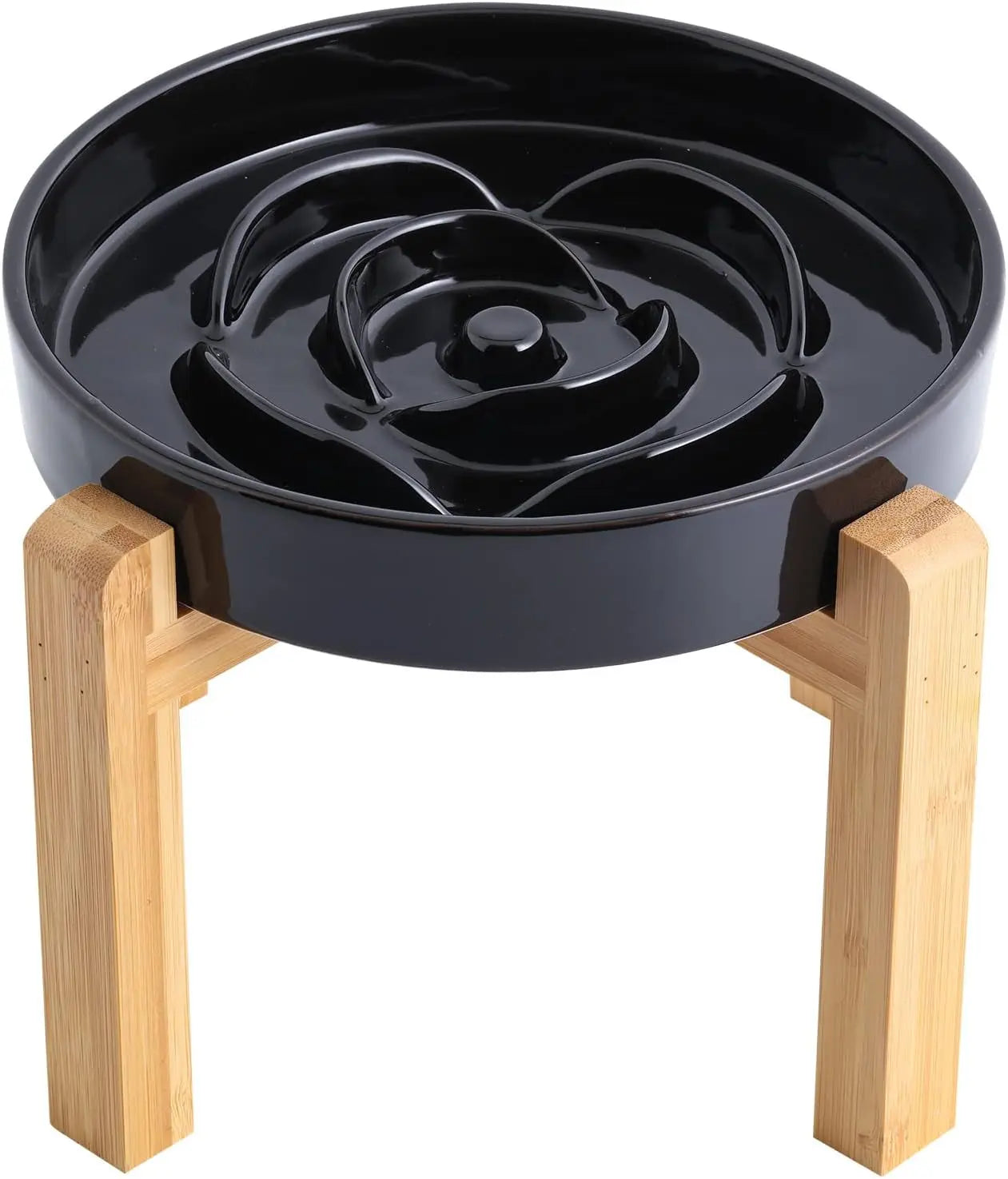 Elevated Ceramic Slow Feeder Dog Bowl (8.6in, Weighted)